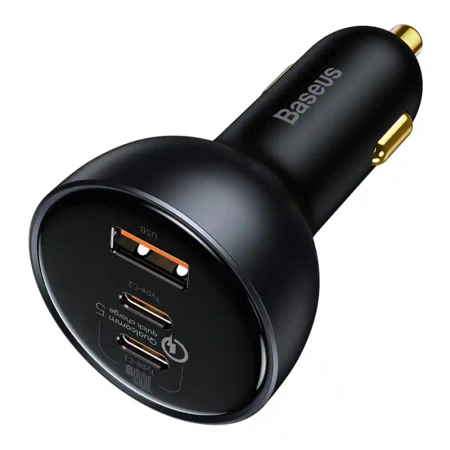 Ładowarka samochodowa Baseus Qualcomm, USB, 2x USB-C, 160W (szara)