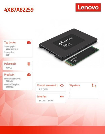LENOVO DYSK SSD 2.5 5400P 480GB RI SATA 4XB7A82259