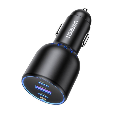 ŁADOWARKA SAMOCHODOWA UGREEN CD293, 2XUSB-C PD+ USB-A 130W (CZARNA)