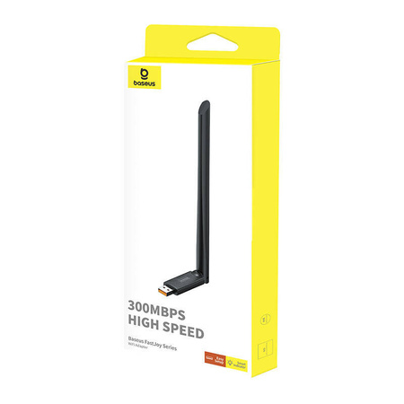 ADAPTER WIFI Z ANTENĄ BASEUS FASTJOY 300MBPS (CZARNY)