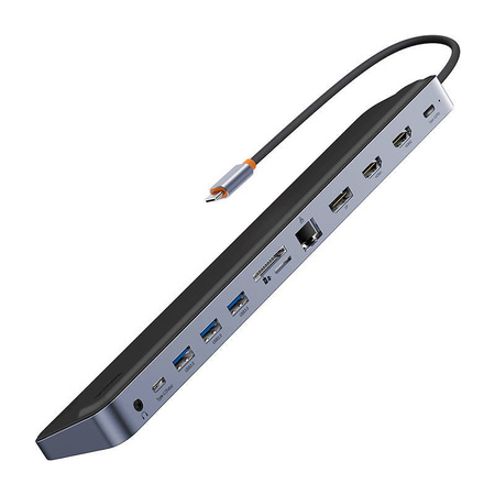 HUB 12W1 BASEUS ELITEJOY GEN2 SERIES USB-C DO 2XHDMI+ 3XUSB 3.0+ PD+ DP+ SD/TF+ RJ45+TYPE-C+ 3.5MM (CIEMNY SZARY)