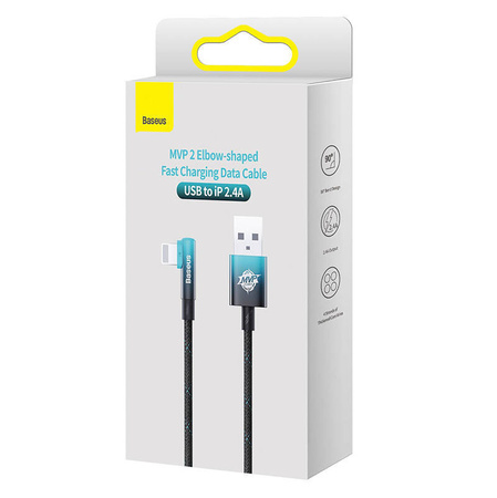 KABEL BASEUS MVP 2 LIGHTNING 1M 20 W - (CZARNO-NIEBIESKI)