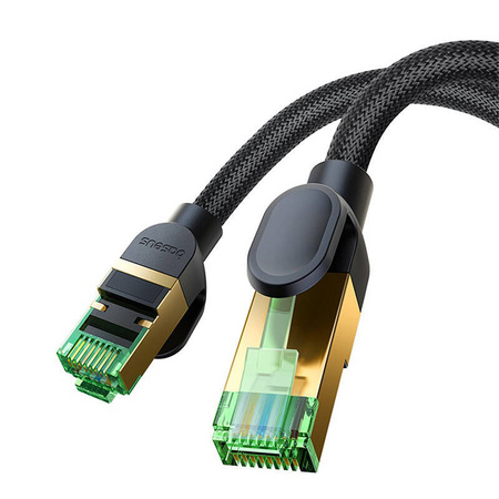 KABEL SIECIOWY W OPLOCIE KAT. 8 BASEUS ETHERNET RJ45, 40GBPS, 1,5M (CZARNY)