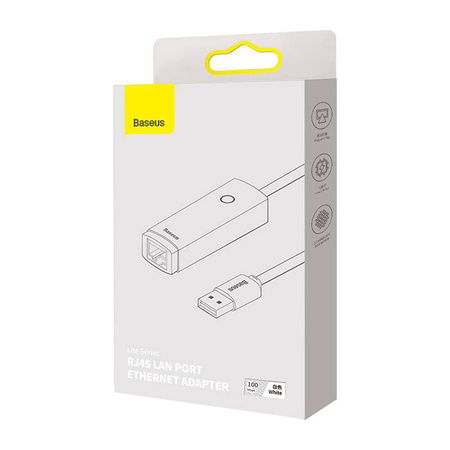 ADAPTER SIECIOWY BASEUS LITE SERIES USB DO RJ45, 100MBPS (BIAŁY)