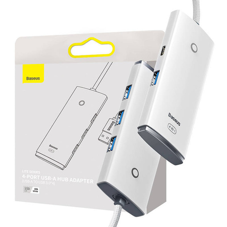 HUB 4W1 BASEUS LITE SERIES USB DO 4X USB 3.0 1M (BIAŁY)