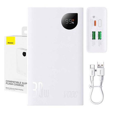POWERBANK BASEUS ADAMAN 2, 20000MAH, 2XUSB, USB-C 30W,  (BIAŁY)