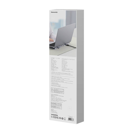 HUB 12W1 BASEUS ELITEJOY GEN2 SERIES USB-C DO 2XHDMI+ 3XUSB 3.0+ PD+ DP+ SD/TF+ RJ45+TYPE-C+ 3.5MM (CIEMNY SZARY)