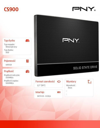 PNY DYSK SSD 480GB 2,5 SATA3 SSD7CS900-480-PB