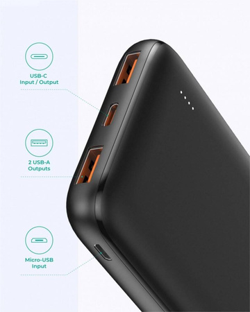 AUKEY PB-N73S ULTRASZYBKI POWER BANK | 10000 MAH | 4XUSB | QUICK CHARGE 3.0 | POWER DELIVERY 3.0 | 18W | LED | KABEL USB-C