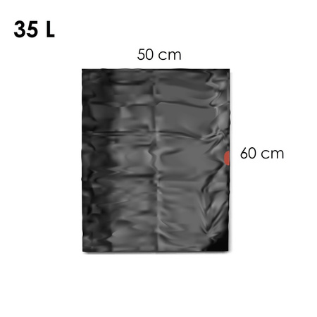 WORKI NA ŚMIECI Z TAŚMĄ LDPE CZARNE 35L 50SZT