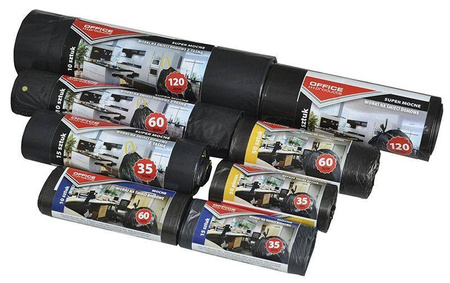 WORKI NA ŚMIECI LDPE OFFICE PRODUCTS CZARNE 60L 10SZT.