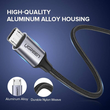 KABEL USB DO MICRO USB UGREEN  US290 QC 3.0 2.4A 1M (CZARNY)