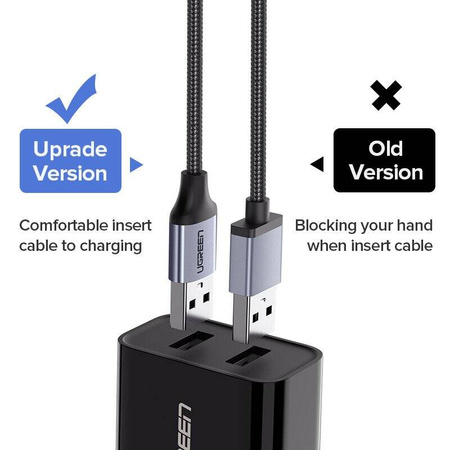 KABEL USB DO MICRO USB UGREEN  US290 QC 3.0 2.4A 1.5M (CZARNY)