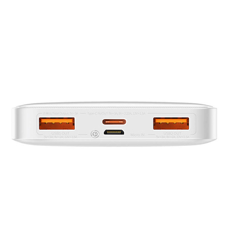 Powerbank Baseus Bipow 10000mAh, 2xUSB, USB-C, 20W (biały)