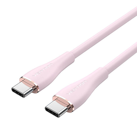 KABEL USB-C 2.0 DO USB-C VENTION TAWPF 1M, PD 100W,  RÓŻOWY SILIKONOWY