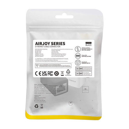 ZŁĄCZKA SIECIOWA BASEUS, 2 SZTUKI, AIRJOY SERIES (CZARNY)