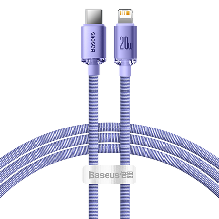 Kabel USB-C do Lightning Baseus Crystal Shine, 20W, PD, 1.2m (fioletowy)