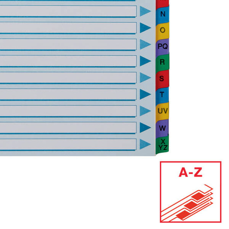 PRZEKŁADKI A-Z A4 ESSELTE MYLAR 100166 MIX KARTON 160G