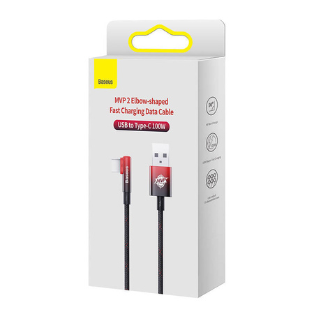 KABEL USB DO USB-C KĄTOWY BASEUS ELBOW 1M 100W (CZARNO-CZERWONY)