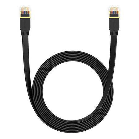 PŁASKI KABEL SIECIOWY BASEUS ETHERNET RJ45, GIGABIT, CAT.7, 5 M (CZARNY)