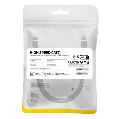 PŁASKI KABEL SIECIOWY BASEUS ETHERNET RJ45, GIGABIT, CAT.7, 3 M (CZARNY)