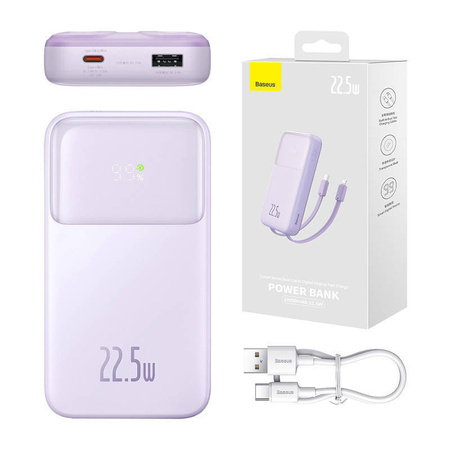 POWERBANK BASEUS COMET Z KABLEM USB DO USB-C, 10000MAH, 22.5W (FIOLETOWY)