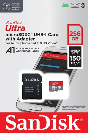 SANDISK ULTRA MICROSDXC 256GB 150MB/S A1 + ADAPTER SD