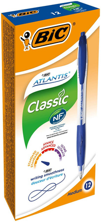 DŁUGOPIS AUTOMATYCZNY Z GUMOWYM UCHWYTEM BIC ATLANTIS CLASSIC 8871311 NIEBIESKI 1.0MM