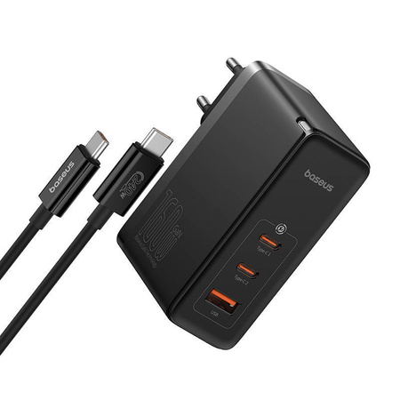 ŁADOWARKA SIECIOWA BASEUS GAN5 PRO 2XUSB-C + USB, 160W (CZARNA)