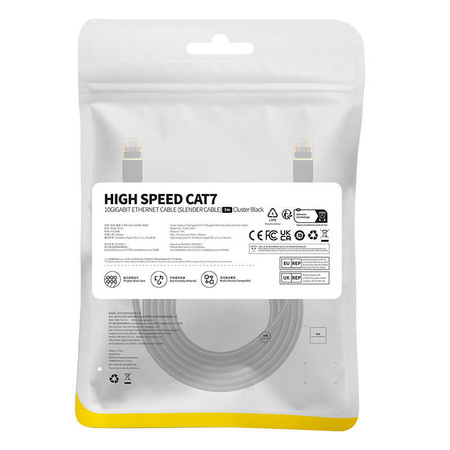 KABEL SIECIOWY BASEUS HIGH SPEED, ETHERNET RJ45, 10 GB, CAT.7, 3M (CZARNY)