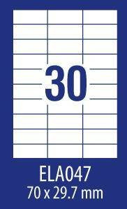 ETYKIETY SAMOPRZYLEPNE 70X29.7MM UNIWERSALNE ECONOMY ELA047 BIAŁE 100ARK*30SZT