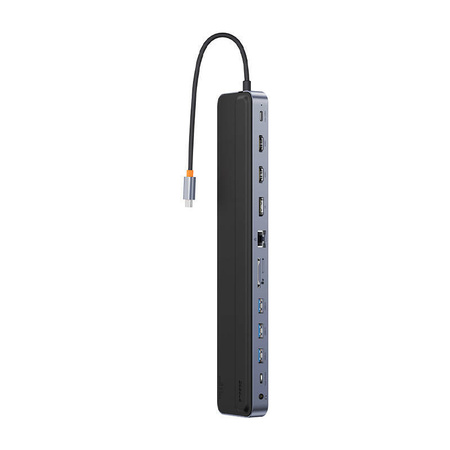 HUB 12W1 BASEUS ELITEJOY GEN2 SERIES USB-C DO 2XHDMI+ 3XUSB 3.0+ PD+ DP+ SD/TF+ RJ45+TYPE-C+ 3.5MM (CIEMNY SZARY)