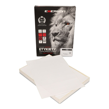 ETYKIETY SAMOPRZYLEPNE 70X35MM EMERSON 018 QCT BIAŁE 100ARK*24SZT