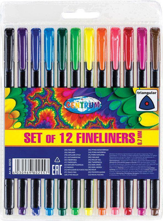 DŁUGOPISY ŻELOWE PVC CENTRUM FINELINERS 80255 MIX*12 0.7MM 12SZT