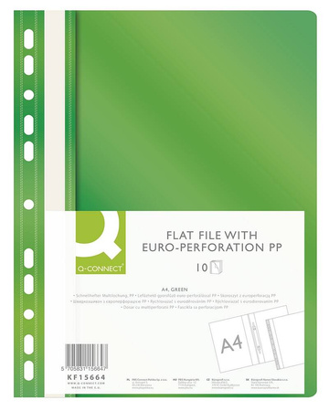 SKOROSZYT Z PERFORACJĄ A4 Q-CONNECT ZIELONY PP 120/170MIKR