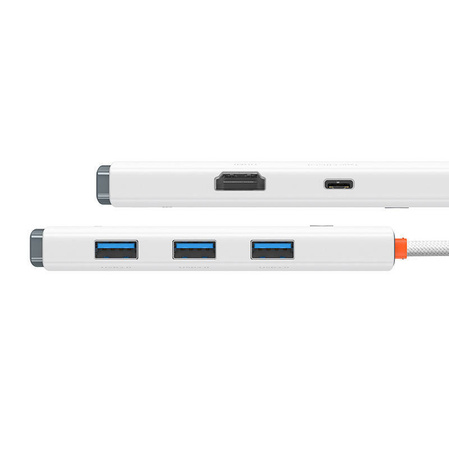 HUB 5W1 BASEUS LITE SERIES USB-C DO 3X USB 3.0 + USB-C + HDMI (BIAŁY)