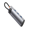HUB 7W1 BASEUS GLEAM, USB-C DO 1X HDMI4K 60HZ + 3X USB3.0 + 1X PD + 1X SD/TF (SZARY)