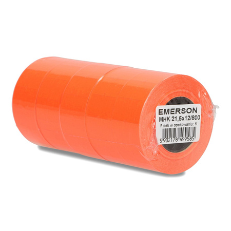 ETYKIETY SAMOPRZYLEPNE 21,5X12MM DO METKOWNIC EMERSON CZERWONE 5ROLEK*800SZT