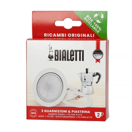 BIALETTI - USZCZELKA (3 SZT.) + SITKO DO KAWIAREK ALUMINIOWYCH BIALETTI 2TZ