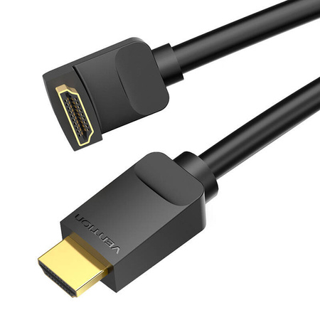 KABEL HDMI 2.0 VENTION AARBG 1,5 M, KĄTOWY 90°, 4K 60HZ (CZARNY)