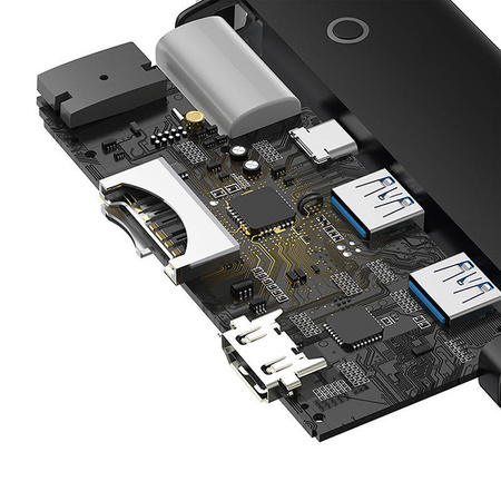 HUB BASEUS OS LITE 6-PORT (TYP-C DO HDMI+USB3.0*2+PD+SD/TF) (CZARNY)