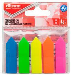 ZAKŁADKI INDEKSUJĄCE FOLIOWE 12X45MM OFFICE PRODUCTS STRZAŁKI MIX KOLORÓW 5X25 SZT