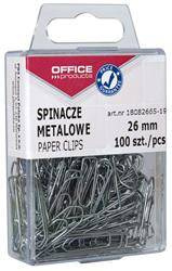 SPINACZE METALOWE 26MM OFFICE PRODUCTS SREBRNE 100SZT.