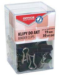 KLIPY 19MM OFFICE PRODUCTS CZARNE 30SZT