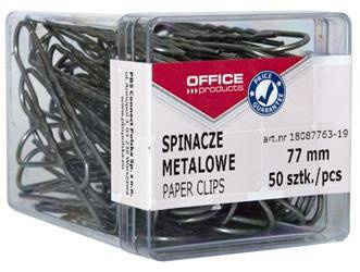 SPINACZE METALOWE 77MM OFFICE PRODUCTS SREBRNE 50SZT.