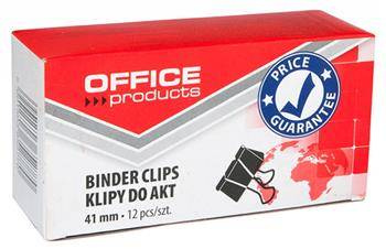 KLIPY 41MM OFFICE PRODUCTS CZARNE 12SZT