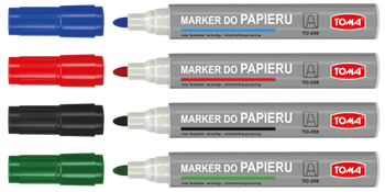 MARKER PERMANENTNY TOMA 258 TO-258 MIX*4 OKRĄGŁA KOŃCÓWKA 4SZT