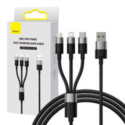 Kabel szybkiego ładowania  Baseus StarSpeed USB do M+L+C 3.5A 0.6M(BLack)