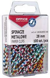 SPINACZE METALOWE 28MM OFFICE PRODUCTS ZEBRA MIX KOLORÓW 100SZT.