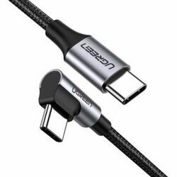 KABEL USB-C DO USB-C, KĄTOWY UGREEN  US255 QC 3.0 PD 3A 60W 1M (CZARNY)